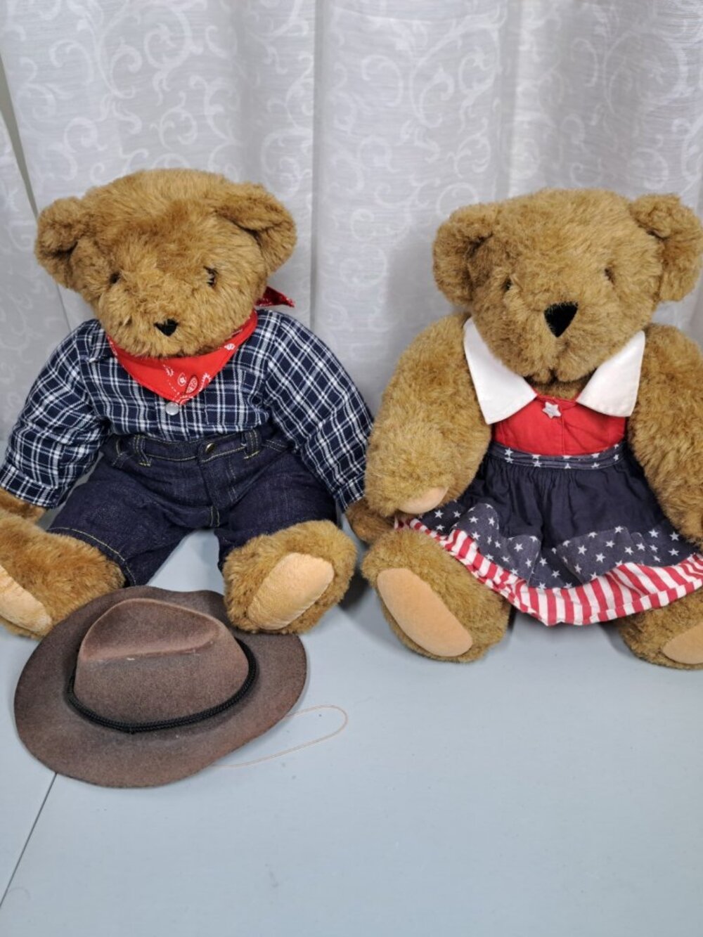 Vermont Teddy Bears Boy Girl Western Cowboy All American Mom Honey Brown